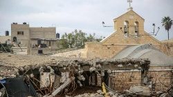 Die griechisch-orthodoxe Kirche St. Porphyrius in Gaza auf einem Archivbild vom Januar 2024. Zerstörungen durch den Krieg sind bereits sichtbar.