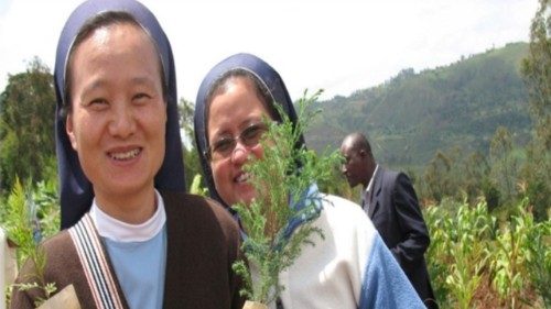 Catholic Sisters engaging with a rural community to help protect crops from the effects of climate change