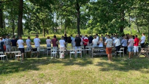 A moment of reflection by guests at Ukraine’s Nazareth Center in the midst of the natural environment