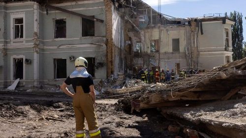 Aftermath of Russian missile strike on Okhmatdyt Children's Hospital in Kyiv