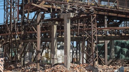 A view of destroyed critical power infrastructure in Kharkiv